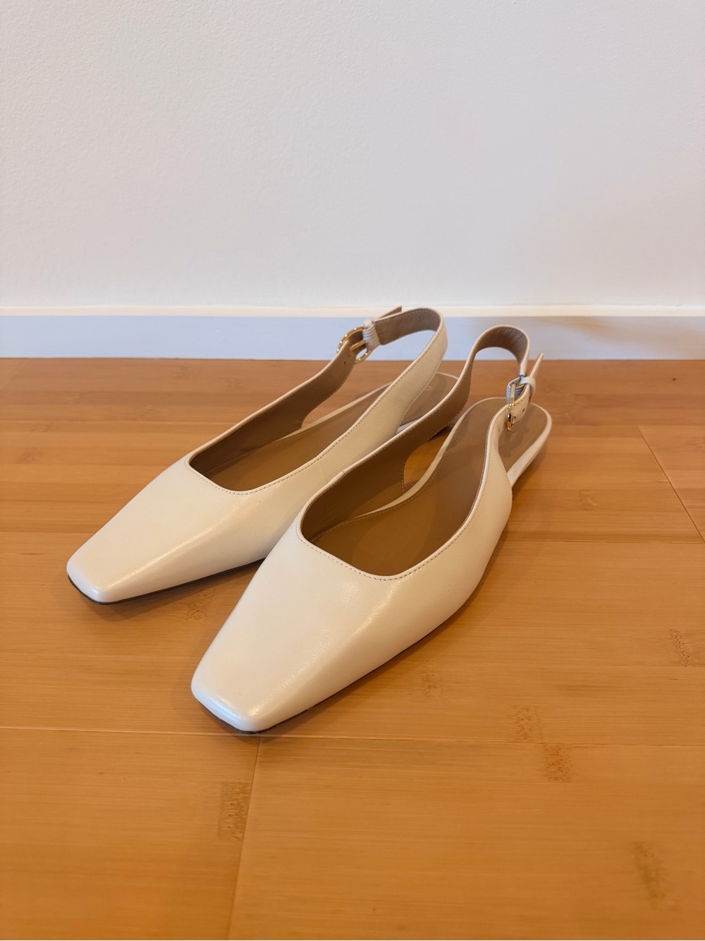 Quince Italian Leather Slingback Flats Bone Size 10